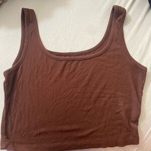 Brown Ribbed Tank Top